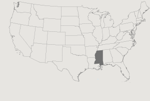United States Map Highlighting Mississippi