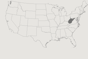 United States Map Highlighting West Virginia